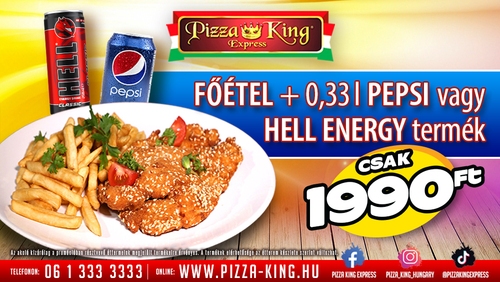 Pizza King 4 - Főétel üdítővel, vagy energiaitallal - Szuper ajánlat - Online rendelés